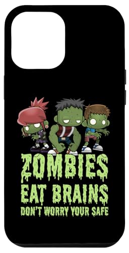 Hülle für iPhone 14 Plus Lustige Zombies Eat Brains Don't Worry You're Safe Zombie von Cute Adorable Halloween Zombies Outfits & Decor