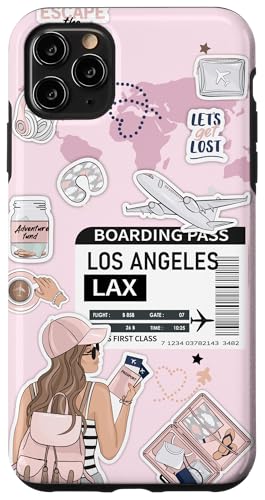 Hülle für iPhone 11 Pro Max Flug-Bordkarte für Los Angeles von Cute Airplane Boarding Travel Pass