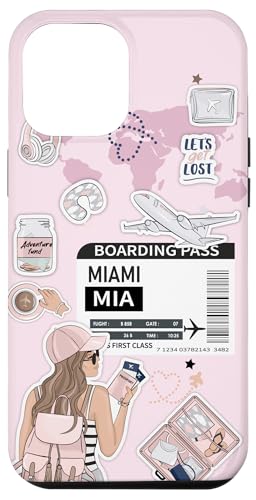 Hülle für iPhone 14 Plus Flug-Bordkarte für Miami von Cute Airplane Boarding Travel Pass