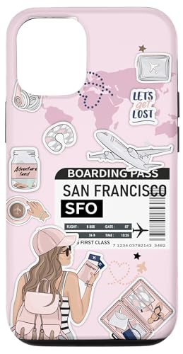 Hülle für iPhone 14 Pro Flug-Bordkarte für San Francisco von Cute Airplane Boarding Travel Pass