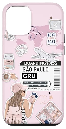 Hülle für iPhone 15 Pro Flug-Bordkarte für Sao Paulo von Cute Airplane Boarding Travel Pass