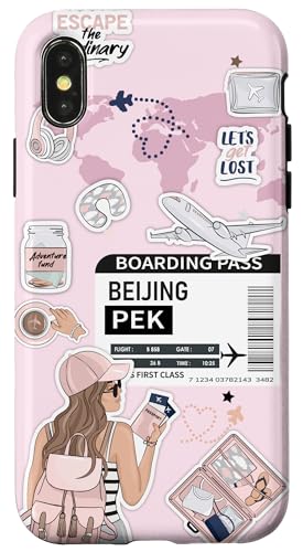 Hülle für iPhone X/XS Peking Airplane Boarding Travel Pass von Cute Airplane Boarding Travel Pass