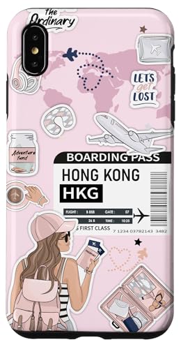 Hülle für iPhone XS Max Bordkarte für Flüge nach Hongkong von Cute Airplane Boarding Travel Pass
