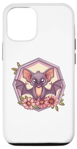 Hülle für iPhone 14 Ästhetische Fledermaus mit Blumen I Fledermaus von Cute Bat Art I Kids Bat I Bat Lover