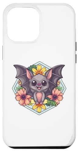 Hülle für iPhone 15 Pro Max Ästhetische Fledermaus mit Blumen I Fledermaus von Cute Bat Art I Kids Bat I Bat Lover