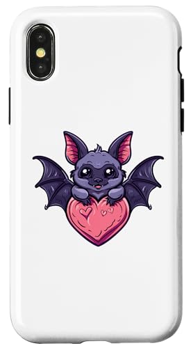 Hülle für iPhone X/XS Ästhetische Fledermaus mit Herzen I Fledermaus von Cute Bat Art I Kids Bat I Bat Lover