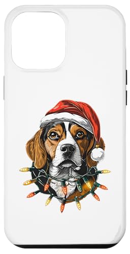 Hülle für iPhone 13 Pro Max Lustige Beagle-Weihnachtsmannmütze, Hund, Weihnachtsbeleuchtung von Cute Beagle Santa Hat Christmas Lights Fur Parents