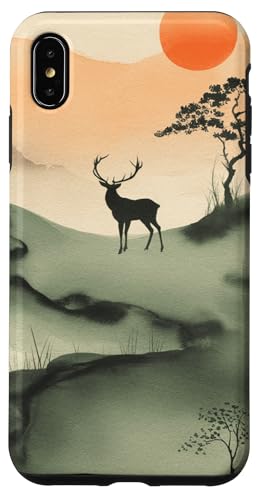 Japanische Landschaft Boho Hirsch Hülle für iPhone XS Max von Cute Boho Deer Designs