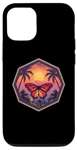 Hülle für iPhone 14 Pro Retro Schmetterling mit Palmen I Schmetterling von Cute Butterfly Art I Kids Butterfly