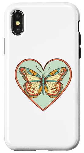 Hülle für iPhone X/XS Retro Schmetterling mit Herz I Schmetterling von Cute Butterfly Art I Kids Butterfly