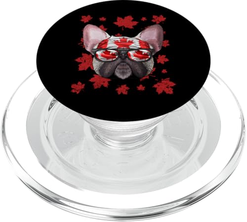 Kanadische französische Bulldogge, patriotische Kanada-Flagge, Ahornblatt PopSockets PopGrip für MagSafe von Cute Canadian Animals