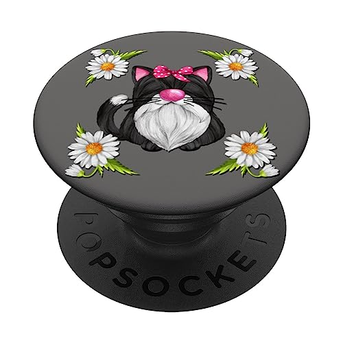 Daisy Flower Cat Graphic For Daisy Lovers Cute Black Cat Mom PopSockets Klebender PopGrip von Cute Cat Gifts For Cat Lover Women Kids And Men