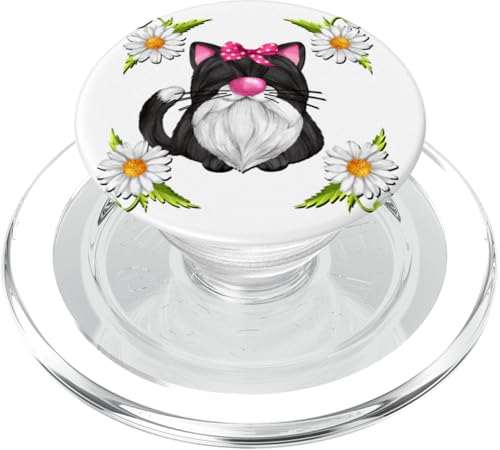 Floral Daisy Flower Designs For Women Unique Black Cat Mom PopSockets PopGrip für MagSafe von Cute Cat Gifts For Cat Lover Women Kids And Men