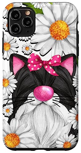 Hülle für iPhone 11 Pro Max Floral Daisy Flower Designs For Women Unique Black Cat Mom von Cute Cat Gifts For Cat Lover Women Kids And Men