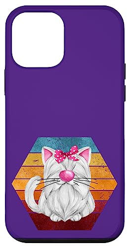 Hülle für iPhone 12 mini Cute White Cat Graphic For Cat Grandma Vintage Kitten Purple von Cute Cat Gifts For Cat Lover Women Kids And Men