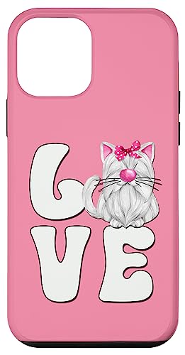 Hülle für iPhone 12 mini Love Cat Owner White Kitten Graphic For Women Pink Cat Mom von Cute Cat Gifts For Cat Lover Women Kids And Men