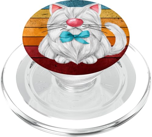 Tomcat Retro Kitten With Blue Cat Bow Tie For Girls Cat Mom PopSockets PopGrip für MagSafe von Cute Cat Gifts For Cat Lover Women Kids And Men