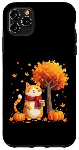 Hülle für iPhone 11 Pro Max Kätzchen Katze mit Eiskaffee unter Herbst Baum Katze Hello Autumn von Cute Cat Holding Iced Coffee Under Fall Tree tees