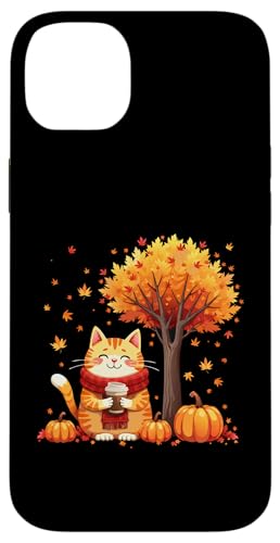 Hülle für iPhone 14 Plus Kätzchen Katze mit Eiskaffee unter Herbst Baum Katze Hello Autumn von Cute Cat Holding Iced Coffee Under Fall Tree tees