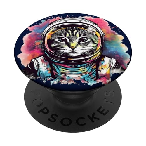 Katze Astronaut im Weltraum Grafik Mädchen Frauen PopSockets Klebender PopGrip von Cute Cat Lover Outfit Gifts Girls Women