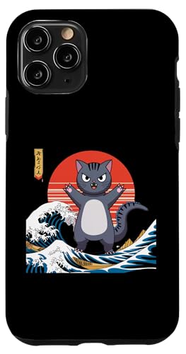 Hülle für iPhone 11 Pro Kawaii Katze Kätzchen Retro Vintage Japanische Kunst Katze Junge Kostüm von Cute Cat shirt Cat Eating Ramen shirt Kitten Cat