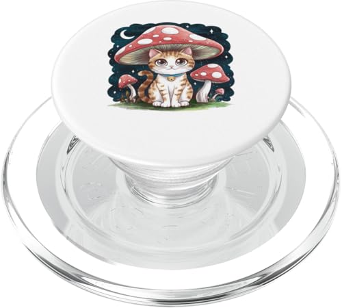 Kawaii Katze Kätzchen Cottagcore Pilz Hut Vintage Grunge PopSockets PopGrip für MagSafe von Cute Cat shirt Cat Eating Ramen shirt Kitten Cat