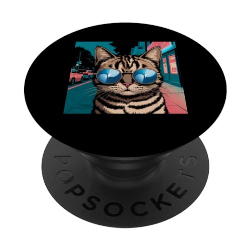 Kawaii Katze trägt Sonnenbrille Mädchen Kätzchen Katze Junge Kostüm PopSockets Klebender PopGrip von Cute Cat shirt Cat Eating Ramen shirt Kitten Cat