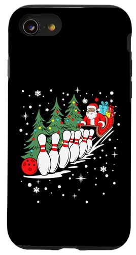 Hülle für iPhone SE (2020) / 7 / 8 Lustige Bowlingspieler Weihnachtsbeleuchtung Weihnachtsmann Bowling Weihnachten von Cute Christmas Bowling Design For Men And Women