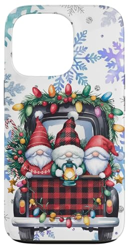 Hülle für iPhone 13 Pro Weihnachtsbeleuchtung rot kariert Zwerge & LKW Winterurlaub von Cute Christmas Gnome Winter