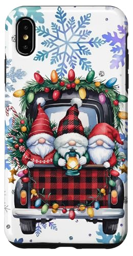 Hülle für iPhone XS Max Weihnachtsbeleuchtung rot kariert Zwerge & LKW Winterurlaub von Cute Christmas Gnome Winter