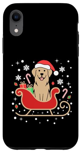 Hülle für iPhone XR Lustige Weihnachtsmann-Schlitten Golden Retriever Weihnachtsbeleuchtung von Cute Christmas Golden Retriever Funny Design