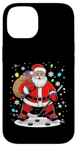 Hülle für iPhone 14 Lustige Hockeyspieler Weihnachtsbeleuchtung Weihnachtsmann Hockey Weihnachten von Cute Christmas Hockey Design For Men And Women