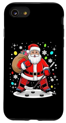 Hülle für iPhone SE (2020) / 7 / 8 Lustige Hockeyspieler Weihnachtsbeleuchtung Weihnachtsmann Hockey Weihnachten von Cute Christmas Hockey Design For Men And Women