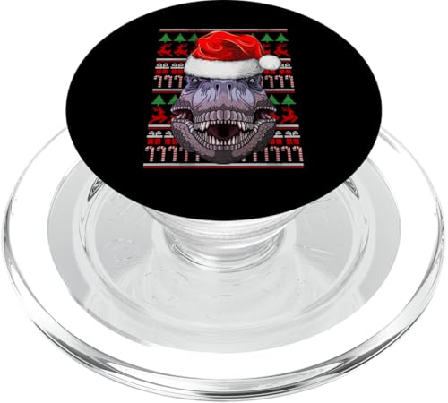 Weihnachtsmütze mit T-Rex-Dinosaurier-Motiv PopSockets PopGrip für MagSafe von Cute Christmas Santa Animals