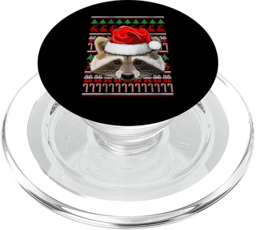 Weihnachtsmütze mit Waschbär-Motiv, niedliches Tier PopSockets PopGrip für MagSafe von Cute Christmas Santa Animals