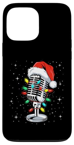 Hülle für iPhone 13 Pro Max Lustige Sängerin Weihnachtsbeleuchtung Weihnachtsmannmütze singende Weihnachten von Cute Christmas Singing Design For Men And Women