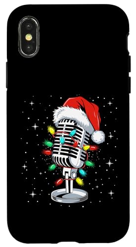 Hülle für iPhone X/XS Lustige Sängerin Weihnachtsbeleuchtung Weihnachtsmannmütze singende Weihnachten von Cute Christmas Singing Design For Men And Women