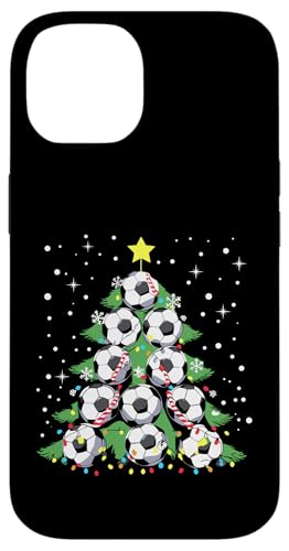 Hülle für iPhone 14 Lustiger Fußballspieler Weihnachtsbeleuchtung Fußball Weihnachtsbaum von Cute Christmas Soccer Design For Men And Women