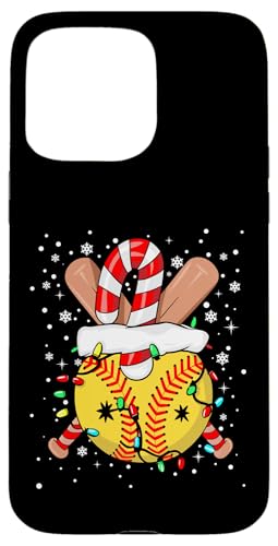 Hülle für iPhone 15 Pro Max Lustiger Softballspieler Weihnachtsbeleuchtung Softball Weihnachten von Cute Christmas Softball Design For Men And Women