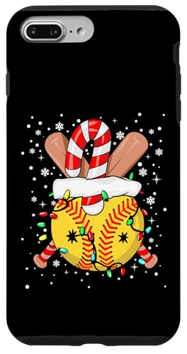 Hülle für iPhone 7 Plus/8 Plus Lustiger Softballspieler Weihnachtsbeleuchtung Softball Weihnachten von Cute Christmas Softball Design For Men And Women