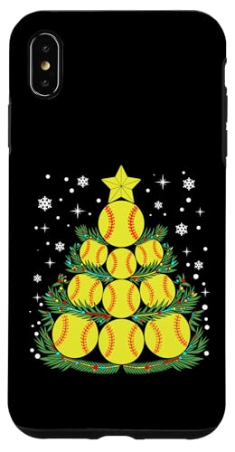 Hülle für iPhone XS Max Lustiger Softball-Spieler, Weihnachtsbeleuchtung, Softball-Weihnachtsbaum von Cute Christmas Softball Design For Men And Women