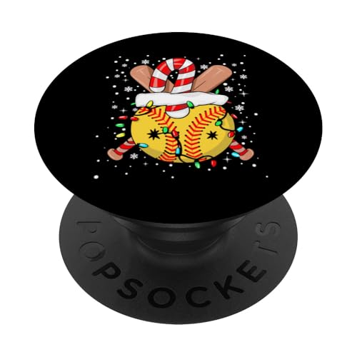 Lustiger Softballspieler Weihnachtsbeleuchtung Softball Weihnachten PopSockets Klebender PopGrip von Cute Christmas Softball Design For Men And Women