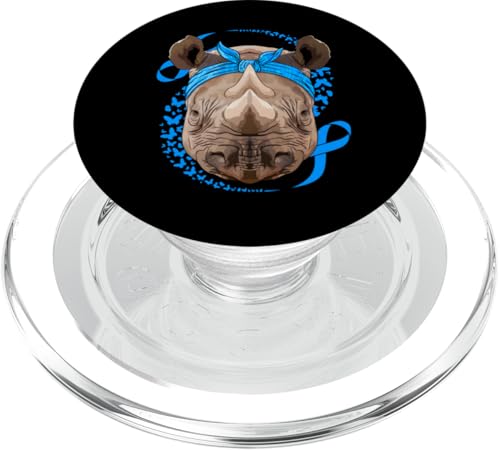 Rhino Diabetes Awareness Halstuch T1D Survivor, Blau PopSockets PopGrip für MagSafe von Cute Diabetes Awareness Animals