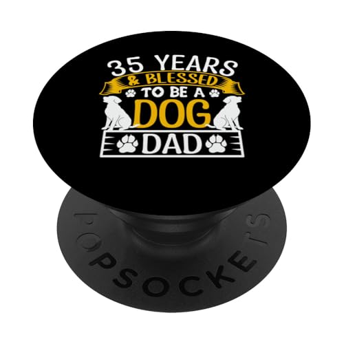 35 Jahre und Dog Dad! 35 Jahre alt, Geburtstag PopSockets Klebender PopGrip von Cute Dog Dad Birthday Design