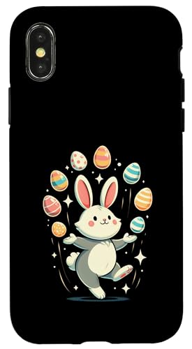 Lustiger niedlicher Osterhase Jonglieren bunte Eier Kinder Jungen Hülle für iPhone X/XS von Cute Easter Bunny Juggling Eggs Easter day tees