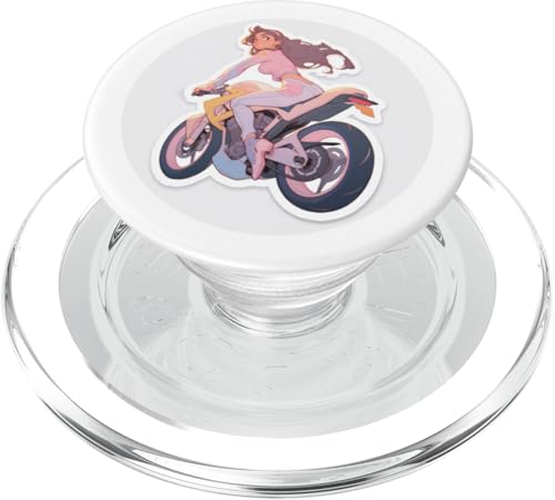 Burnette Model Reiten auf einem rosa Motorrad Illustration PopSockets PopGrip für MagSafe von Cute Fashion Model Illustrations