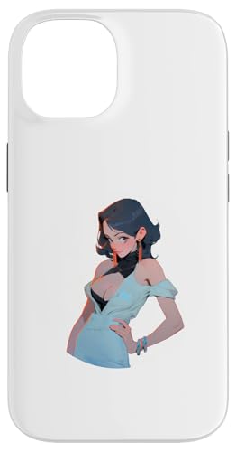 Hülle für iPhone 14 Schwarzes Haarmodell trägt ein weißes Kleid Illustration von Cute Fashion Model Illustrations