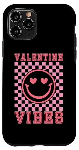 Hülle für iPhone 11 Pro Valentine Vibes Kariertes Happy Face Cute Retro Smile Face von Cute Funny Retro Valentine's Day Trendy T-Shirts