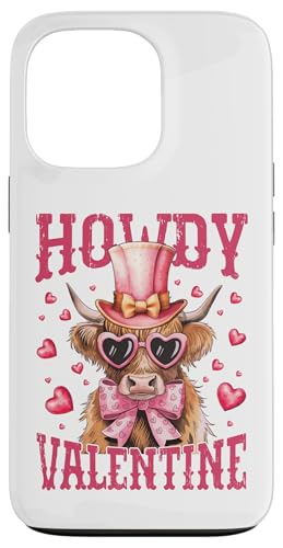 Hülle für iPhone 13 Pro Lustige Highland Cow Valentine Cute Western Heart Sonnenbrille von Cute Funny Retro Valentine's Day Trendy T-Shirts