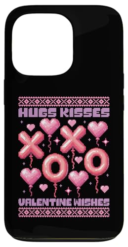 Hülle für iPhone 13 Pro Pixel XOXO Valentinstag Ugly Sweater Herz Ballon Retro von Cute Funny Retro Valentine's Day Trendy T-Shirts